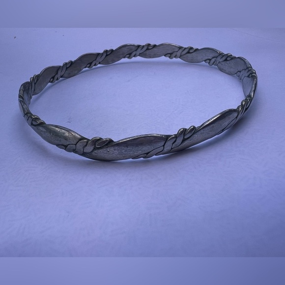 Sterling 925 Bangle Bracelet rope twist 17 grams mexico - Picture 5 of 8